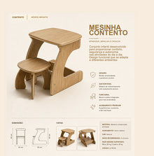 Mesinha Contento Infantil Integrada em Madeira