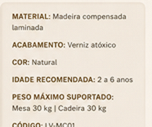 Mesinha Contento Infantil Integrada em Madeira