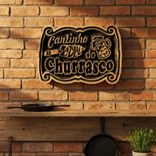 Quadro 3d Cantinho Do Churrasco Madeira Nobre